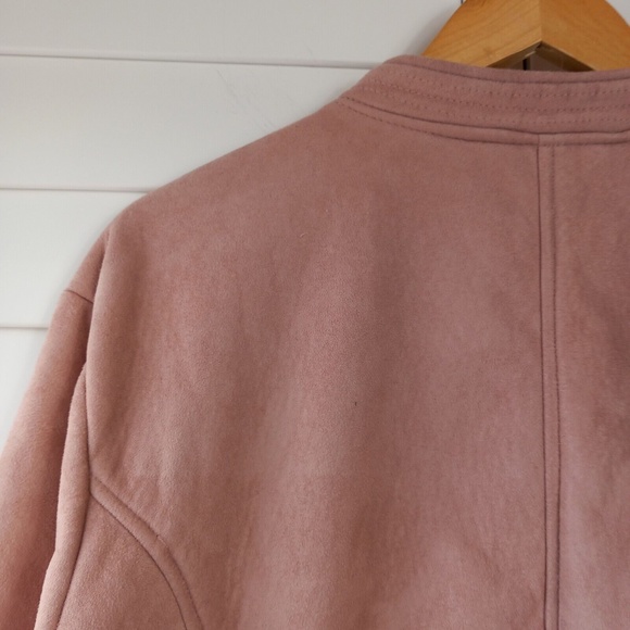 Bonmarche Suedette Bomber Jacket Size XL Rose Dusky Pink - Picture 11 of 12